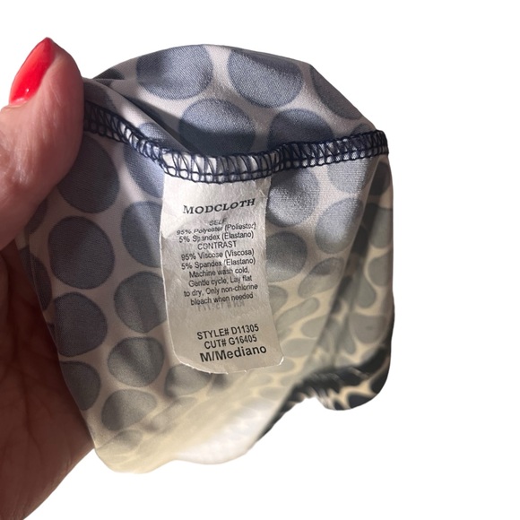 Gilli ModCloth Soft High waisted Dress Navy top Navy polka dot skirt - Picture 4 of 6